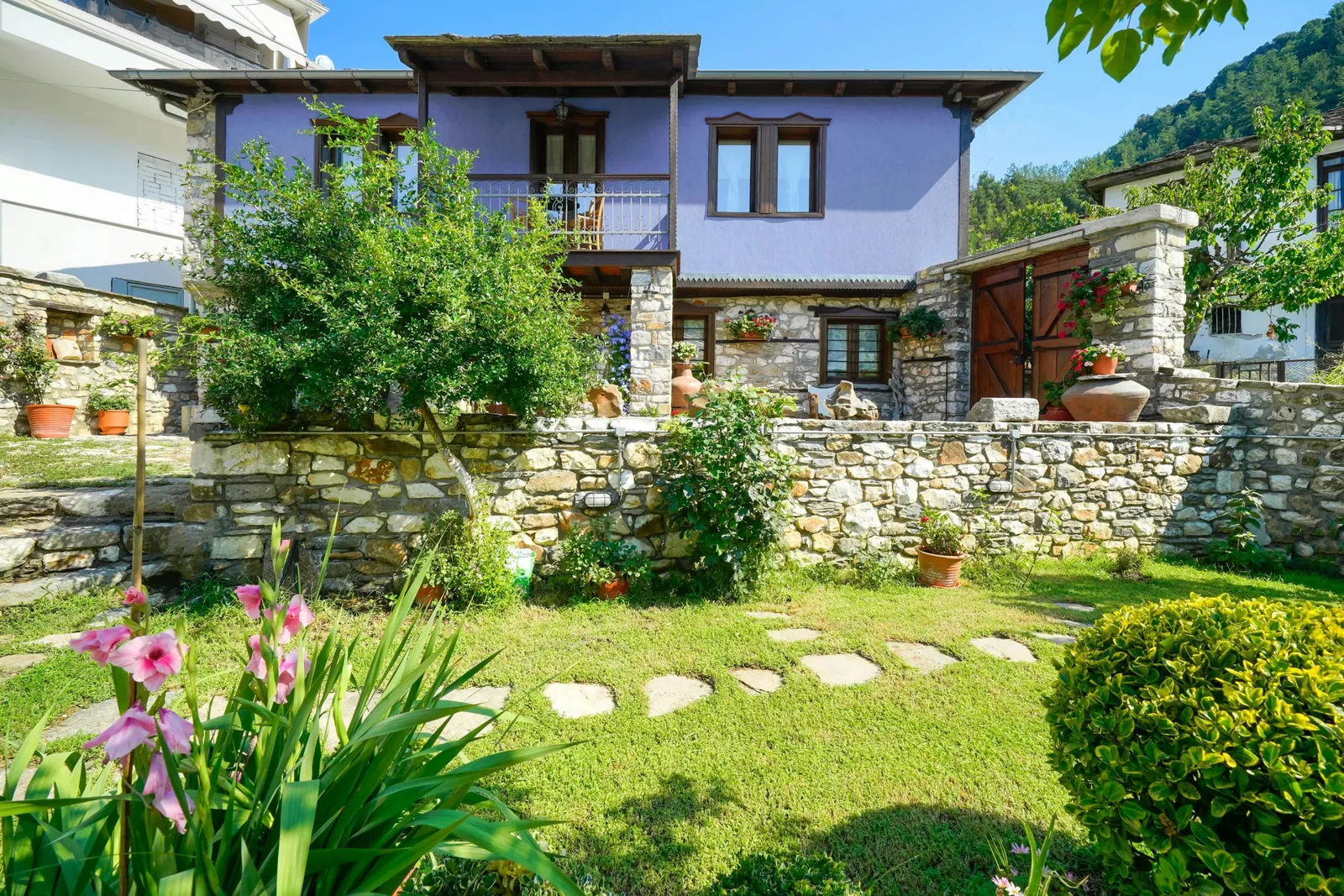 Exterior, courtyard, and village view 17 at Maroyda Stonehouse in Panagia, Thassos